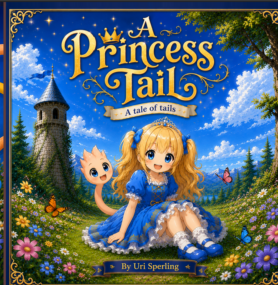 A Princess Tail — Zoey and her talking tail in a flower meadow by the castle